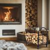 2-Foot Outdoor Heavy-Duty Steel Firewood Rack | Weather-Resistant Log Storage Holder for Fireplace, Fire Pit & Patio