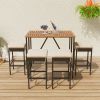 5-Piece Bar-Height Patio Dining Set – Acacia Wood & Wicker with Cushions and Foldable Table