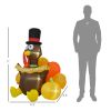 HOMCOM 5ft Inflatable Thanksgiving Turkey Pulls Banner with Pumpkin, Blow Up LED Display for Garden Indoor Outdoor