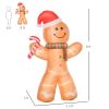 HOMCOM 8ft Christmas Inflatable Gingerbread Man with Candy Cane and LED Lights | Outdoor Blow-Up Yard Decoration