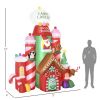 Outsunny 10ft Christmas Inflatables Outdoor Decorations Candy Castle, Blow-Up LED Yard Christmas Decor, Built-in Rotating Colorful Light for Garden