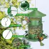 Wild Bird Feeder Squirrel-Proof Chew-Proof Metal Bird Seed Feeder Outdoor Hanging Bird Feeder With 360° Circular Perches Water Cups For Yard Garden Pa