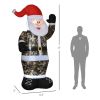 HOMCOM 8' Christmas Inflatables Outdoor Decorations Santa Claus Wearing Camouflage, Blow-Up Yard Christmas Decor with LED Lights Display