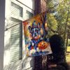 Black White French Bulldog Halloween Trick or Treat House Flag Large Porch Sleeve Pole Decorative Outside Yard Banner Artwork Wall Hanging, Polyester