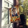 Pit Bull Terrier Thanksgiving House Flag Large Porch Sleeve Pole Decorative Outside Yard Banner Artwork Wall Hanging, Polyester, House Size