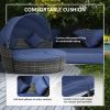 Outsunny Rattan Canopied Daybed 4pc Outdoor Patio Lounger Sofa Set Plush Cushions Mocha Brown