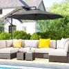 Outsunny 10' Cantilever Tilt Offset Patio Umbrella w/ UV & Water Safe Material & Cross Base (Weight Not Included), Gray