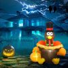 HOMCOM 5ft Inflatable Thanksgiving Turkey Pulls Banner with Pumpkin, Blow Up LED Display for Garden Indoor Outdoor