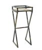 35.5" Gray Stone Slab Black / Gold Metal Plant Stand