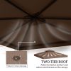 Outsunny 10' x 10' Gazebo Replacement Canopy 2 Tier Top UV Cover Pavilion Garden Patio Outdoor Coffee (TOP ONLY)