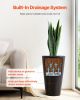 VEVOR Set of 2 Tall Planter for Outdoor Indoor Plants 24inch, Black Round Large Planters for Front Porch, Patio, Tall Taper Flower Tree Plant Pots wit