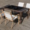 Set of 4 Stackable Outdoor Patio Dining Chairs — Wrought Iron & Textilene