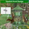 Wild Bird Feeder Squirrel-Proof Chew-Proof Metal Bird Seed Feeder Outdoor Hanging Bird Feeder With 360° Circular Perches Water Cups For Yard Garden Pa
