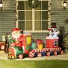 Outsunny 8ft Christmas Inflatables Outdoor Decorations Train with Santa Claus, Snowman, Penguin and Gift Boxes