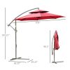 9' 2-Tier Cantilever Umbrella with Crank Handle, Cross Base and 8 Ribs, Garden Patio Offset Umbrella for Backyard, Poolside, and Lawn, Red