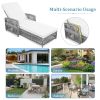Outdoor Wicker Chaise Lounge Chair with Armrests Adjustable Patio Recliner with Removable Cushion All Weather Rattan Pool Lounger for Garden Poolside