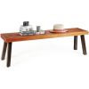 1PC Patio Acacia Wood Dining Bench Seat with Steel Legs