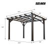12' x 10' Outdoor Pergola, Wood Grape Gazebo for Climbing Plant Support, Garden, Patio, Backyard, Deck, Brown