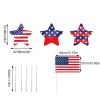 8Pcs 4th of July Yard Sign with 16pcs Stake USA Flag Star Shape Memorial Day Lawn Decor for Independence Day Patriotic Party Supplies