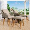 K&K 5-Piece Patio Conversation Set – Rope Chairs, Ottomans & Pop-Up Cool Bar Table