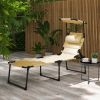 Outsunny Folding Chaise Lounge Chair Cream with Adjustable Backrest Sun Roof and Head Pillow