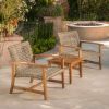 Outdoor Acacia Wood Wicker Club Chairs with Acacia Wood Frame, 2-Pcs Set