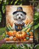 White Poodle Thanksgiving Garden Flag Mailbox Decorative Yard Banner Outside Patio Artwork for Flower Beds, Garden Size, Multicolor