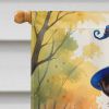 Chocolate Labrador Retriever Halloween Trick or Treat House Flag Large Porch Sleeve Pole Decorative Outside Yard Banner Artwork Wall Hanging
