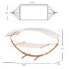 Outsunny Outdoor Hammock with Stand & Accessories, Heavy Duty Wooden Frame, Extra Large Sun Shade Canopy, Indoor Outside Boho Style Nap Bed, Natural C