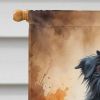 Border Collie Thanksgiving House Flag Large Porch Sleeve Pole Decorative Outside Yard Banner Artwork Wall Hanging, Polyester, House Size, Multicolor