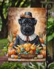 Black Pug Thanksgiving Garden Flag Mailbox Decorative Yard Banner Outside Patio Artwork for Flower Beds, Garden Size, Multicolor