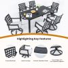 Modern Classic Outdoor Patio Cast Aluminum 2PCs Dining Swivel Rockers with Textured Ember Black Finish,Rocking-Rotating Motion,Lattice Design