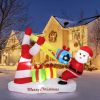 7 Feet Christmas Inflatables Santa with Slingshot and Built-in LED Lights Outdoor Decoration