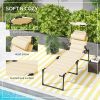 Outsunny Folding Chaise Lounge Chair Cream with Adjustable Backrest Sun Roof and Head Pillow