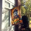Siberian Husky Thanksgiving House Flag Large Porch Sleeve Pole Decorative Outside Yard Banner Artwork Wall Hanging, Polyester, House Size, Multicolor