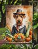 Airedale Terrier Thanksgiving Garden Flag Mailbox Decorative Yard Banner Outside Patio Artwork for Flower Beds, Garden Size, Multicolor