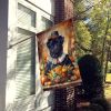 Black Pug Thanksgiving House Flag Large Porch Sleeve Pole Decorative Outside Yard Banner Artwork Wall Hanging, Polyester, House Size, Multicolor