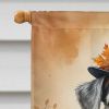 Schnauzer Thanksgiving House Flag Large Porch Sleeve Pole Decorative Outside Yard Banner Artwork Wall Hanging, Polyester, House Size, Multicolor