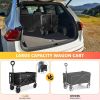 RAINBEAN Collapsible Heavy-Duty Folding Wagon Cart – Large Capacity Utility Cart for Camping, Beach & Garden (Black)