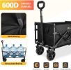 RAINBEAN Collapsible Heavy-Duty Folding Wagon Cart – Large Capacity Utility Cart for Camping, Beach & Garden (Black)