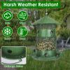 Wild Bird Feeder Squirrel-Proof Chew-Proof Metal Bird Seed Feeder Outdoor Hanging Bird Feeder With 360° Circular Perches Water Cups For Yard Garden Pa