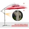 9' 2-Tier Cantilever Umbrella with Crank Handle, Cross Base and 8 Ribs, Garden Patio Offset Umbrella for Backyard, Poolside, and Lawn, Red