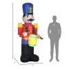 HOMCOM 8ft Christmas Inflatables Outdoor Decorations Nutcracker Toy Soldier with Drum, Blow-Up Yard Christmas Decor with LED Lights Display