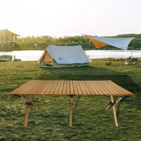 Foldable Wooden Patio Dining Table, Natural - Indoor Outdoor