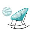 3-Piece Teal Oval Patio Woven Rocking Chair Bistro Set with Table