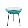 3-Piece Teal Oval Patio Woven Rocking Chair Bistro Set with Table