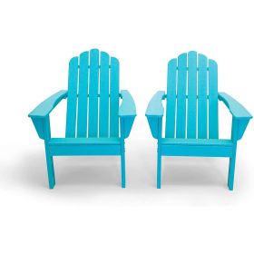 All Weather Recycled Blue Poly Plastic Outdoor Patio Adirondack Chairs – Set of 2