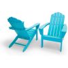 All Weather Recycled Blue Poly Plastic Outdoor Patio Adirondack Chairs – Set of 2