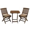 3-Piece Outdoor Bistro Set with Cushions – Eucalyptus Wood Table & Chairs