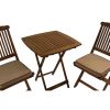 3-Piece Outdoor Bistro Set with Cushions – Eucalyptus Wood Table & Chairs
